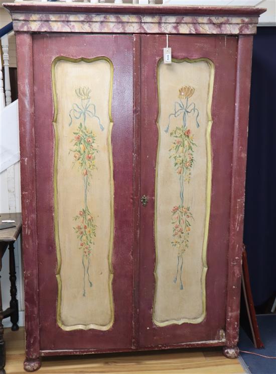A 19th century Continental painted pine armoire W.120cm